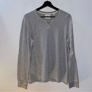 Men’s Billy Reid Long Sleeve Shirt Size Medium Gray Striped Light Soft Crew Neck